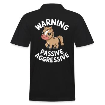 Attention Passive Aggressive Horse Cartoon - Men's Polo Shirt - black - Back - Kai (181cm)