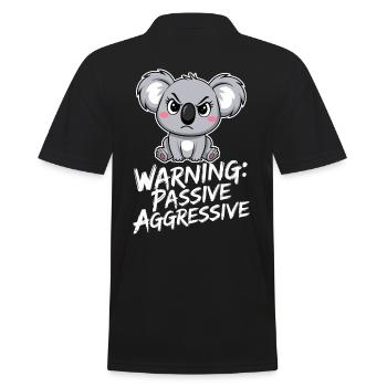 Warning: Passive-Aggressive Koala Drawing - Men's Polo Shirt - black - Back - Kai (181cm)