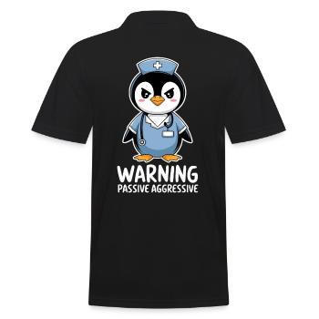 Warnung Passiv Aggressiver Pinguin - Männer Poloshirt - Schwarz - Hinten - Kai (181cm)