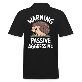 Vorsicht Passiv Aggressiv Igel Humor - Männer Poloshirt - Schwarz - Hinten - Kai (181cm)