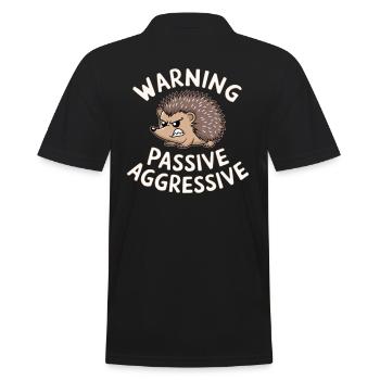 Vorsicht Passiv Aggressiv Igel Humor - Männer Poloshirt - Schwarz - Hinten - Kai (181cm)