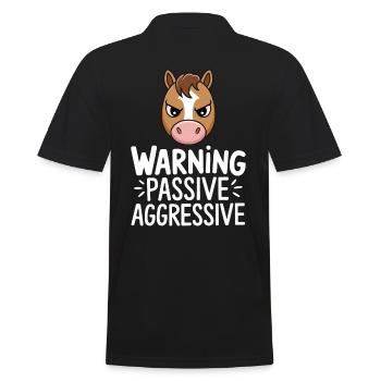 Warning Passive Aggressive Cartoon Pferd - Männer Poloshirt - Schwarz - Hinten - Kai (181cm)