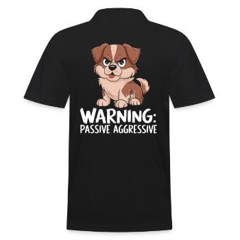 Warnung: Passiv Aggressiv Hunde Cartoon - Männer Poloshirt - Schwarz - Hinten - Kai (181cm)