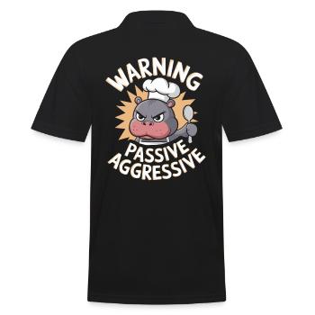 Warning Passive Aggressive Cook Hippopotamus - Men's Polo Shirt - black - Back - Kai (181cm)