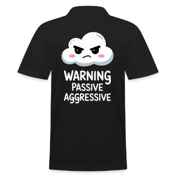 Warning Passive Aggressive Wolke Design - Männer Poloshirt - Schwarz - Hinten - Kai (181cm)