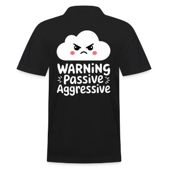 Warnung: Passiv Aggressiv Wolke - Männer Poloshirt - Schwarz - Hinten - Kai (181cm)