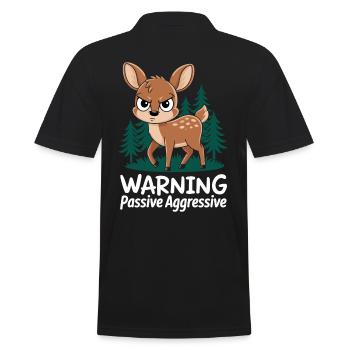 Vorsicht Passiv-Aggressives Reh - Männer Poloshirt - Schwarz - Hinten - Kai (181cm)