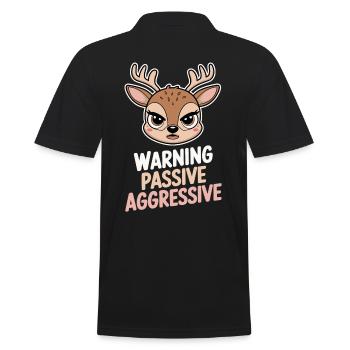 Caution Passive Aggressive Deer - Men's Polo Shirt - black - Back - Kai (181cm)