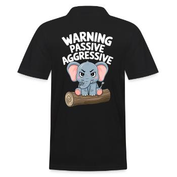 Vorsicht Passiv-Aggressiv Lustiger Elefant - Männer Poloshirt - Schwarz - Hinten - Kai (181cm)