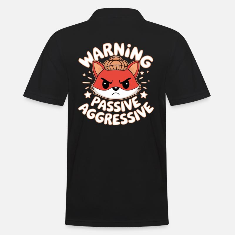 Warning Passive Aggressive Fuchs Illustration - Männer Poloshirt - Schwarz