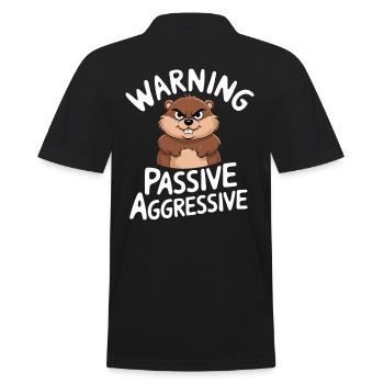 Warnung Passiv Aggressiv Lustiger Nager - Männer Poloshirt - Schwarz - Hinten - Kai (181cm)