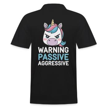 Avertissement : Passif, Agressif, Licorne - Polo Homme - noir - Dos - Kai (181cm)