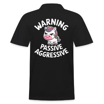 Achtung Passiv Aggressives Einhorn Cartoon - Männer Poloshirt - Schwarz - Hinten - Kai (181cm)