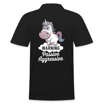 Warnung Passiv Aggressives Einhorn - Männer Poloshirt - Schwarz - Hinten - Kai (181cm)