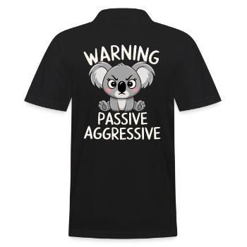 Avertissement : Passif, Agressif, Koala - Polo Homme - noir - Dos - Kai (181cm)