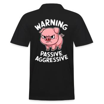Vorsicht Passiv Aggressives Schwein Comic - Männer Poloshirt - Schwarz - Hinten - Kai (181cm)