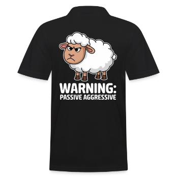 Achtung: Passiv-Aggressives Schaf - Männer Poloshirt - Schwarz - Hinten - Kai (181cm)