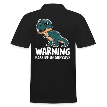 Warning Passive Aggressive Dino Humor - Men's Polo Shirt - black - Back - Kai (181cm)