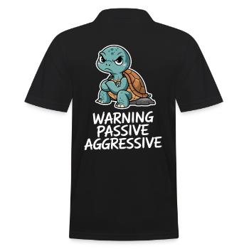 Warning Passive Aggressive Turtle - Men's Polo Shirt - black - Back - Kai (181cm)