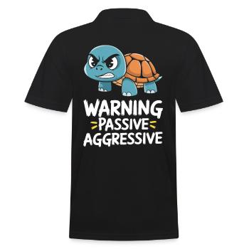 Warnung Passive Aggressive Schildkröte Grafik - Männer Poloshirt - Schwarz - Hinten - Kai (181cm)