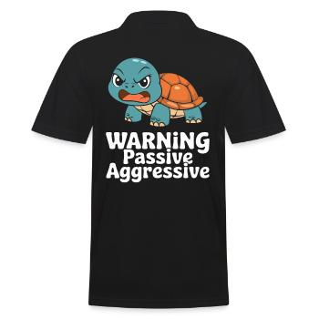 Warning Passive-Aggressive Tortoise - Men's Polo Shirt - black - Back - Kai (181cm)