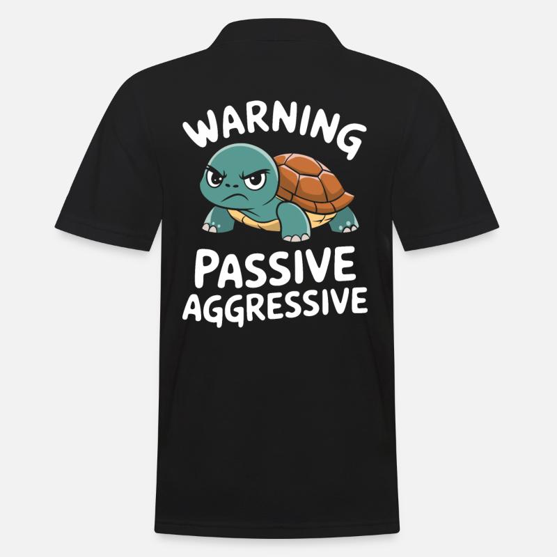 Warning: Passive, Aggressive, Turtle - Men's Polo Shirt - black
