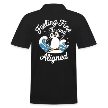 Feeling Fine And Aligned Funny Penguin - Men's Polo Shirt - black - Back - Kai (181cm)