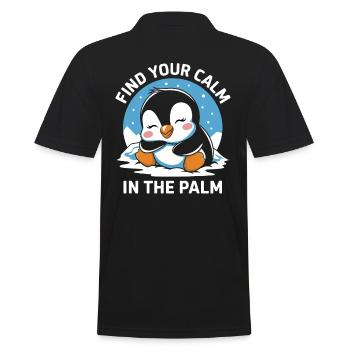 Finde Deine Ruhe In Der Hand Mit Süßem Pinguin - Männer Poloshirt - Schwarz - Hinten - Kai (181cm)