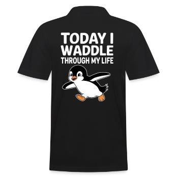 Aujourd’hui, je me dandine dans ma vie avec Penguin - Polo Homme - noir - Dos - Kai (181cm)
