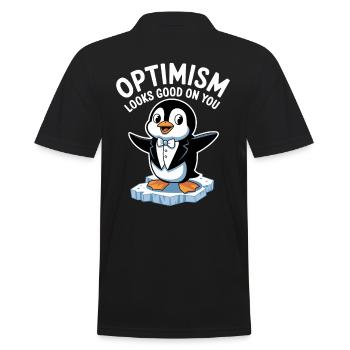 Optimismus Steht Dir Gut Pinguin - Männer Poloshirt - Schwarz - Hinten - Kai (181cm)