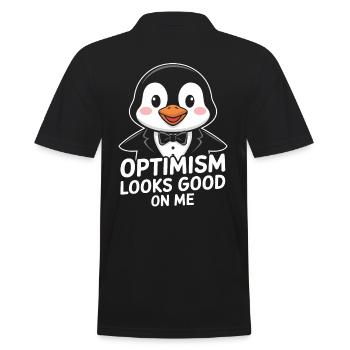 L’optimisme me va bien Breloque pingouin - Polo Homme - noir - Dos - Kai (181cm)