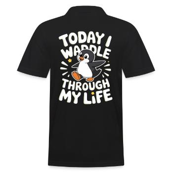 Today I'm waddling through my life Penguin - Men's Polo Shirt - black - Back - Kai (181cm)