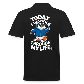 Today I waddle through my life - Men's Polo Shirt - black - Back - Kai (181cm)