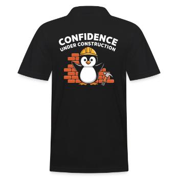 Confidence Under Construction Pinguin Baustelle - Männer Poloshirt - Schwarz - Hinten - Kai (181cm)