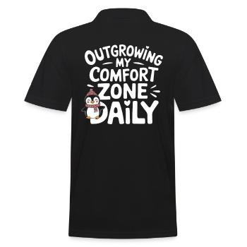Raus Aus Der Komfortzone Mit Pinguin Power - Männer Poloshirt - Schwarz - Hinten - Kai (181cm)