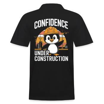 Confidence Under Construction Pinguin Baustelle - Männer Poloshirt - Schwarz - Hinten - Kai (181cm)