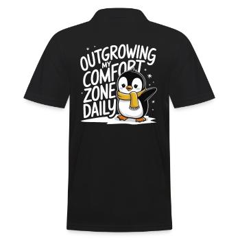 Verlasse Täglich Meine Komfortzone Mit Pinguin - Männer Poloshirt - Schwarz - Hinten - Kai (181cm)