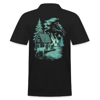 Paysage de forêt enchantée en cottagecore sombre - Polo Homme - noir - Dos - Kai (181cm)
