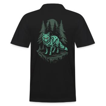 Mystischer Fuchs Im Dunklen Cottagecore Wald - Männer Poloshirt - Schwarz - Hinten - Kai (181cm)