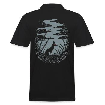 Dark Cottagecore Wolf Nature Motif - Men's Polo Shirt - black - Back - Kai (181cm)