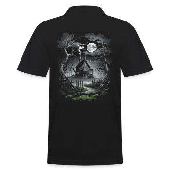 Dark Cottagecore Moonlight Houses - Men's Polo Shirt - black - Back - Kai (181cm)