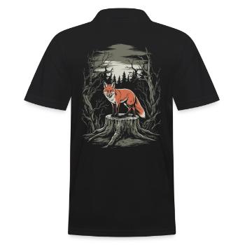Dark Cottagecore : renard dans la forêt enchantée - Polo Homme - noir - Dos - Kai (181cm)
