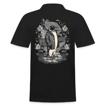 Esthétique cottagecore sombre avec pingouin élégant - Polo Homme - noir - Dos - Kai (181cm)