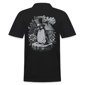 Pingouin Cottagecore foncé avec chapeau haut de forme - Polo Homme - noir - Dos - Kai (181cm)
