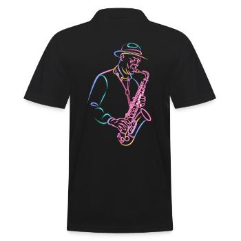 Jazz Saxophonist mit Leidenschaft - Männer Poloshirt - Schwarz - Hinten - Kai (181cm)