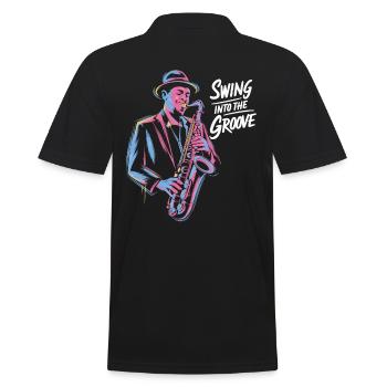Jazz Musician Swing Into The Groove Saxophone - Men's Polo Shirt - black - Back - Kai (181cm)