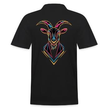 Geometric Farm Animal Graphic Goat Colorful - Men's Polo Shirt - black - Back - Kai (181cm)