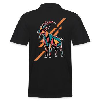 Geometric Farm Animal Graphic Colorful - Men's Polo Shirt - black - Back - Kai (181cm)
