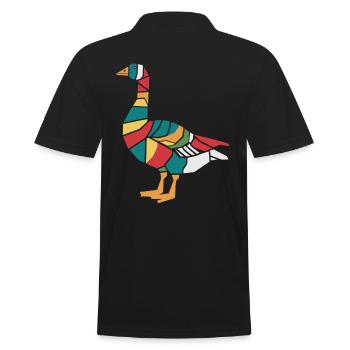 Colorful Geometric Farm Animal Graphic Goose - Men's Polo Shirt - black - Back - Kai (181cm)