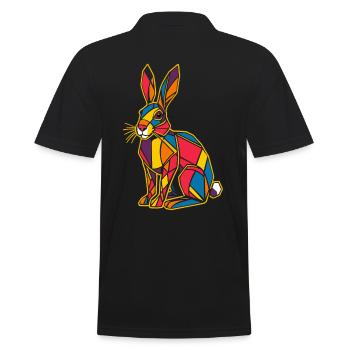 Colorful Geometric Farm Animal Graphic Bunny - Men's Polo Shirt - black - Back - Kai (181cm)
